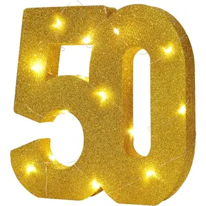 50th Birthday Decorations Women and Men, Glitter Numbers for 50th Wedding Anniversary Decorations,Light Up Numbers 50 Sign for Party Decor,50  Birthday Centerpieces Table Decoration