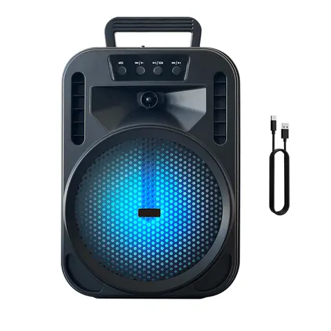 6.5 in Portable Rechargeable Bluetooth Wireless Music Speaker - USB Port, Motion Party RGB LED Lights, Built-in Wireless PA, for Home, Outdoor Camping, Music Players