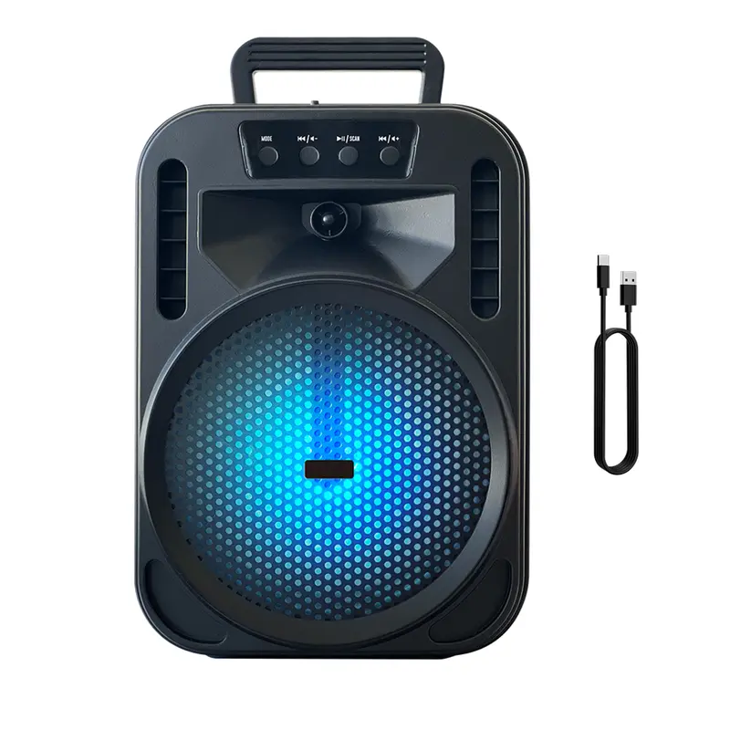 6.5 in Portable Rechargeable Bluetooth Wireless Music Speaker - USB Port, Motion Party RGB LED Lights, Built-in Wireless PA, for Home, Outdoor Camping, Music Players