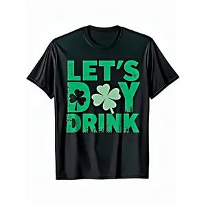 Lets Day Drink Vintage St PatrickS Day WomenS Lucky Plus Size T Shirt Ideal for All Men and Women Outdoor ShortSleeved Plus Size T Shirts for All Seasons Ready to Wear Versatile Comfortable Fit Machine Washable Casual Unisex