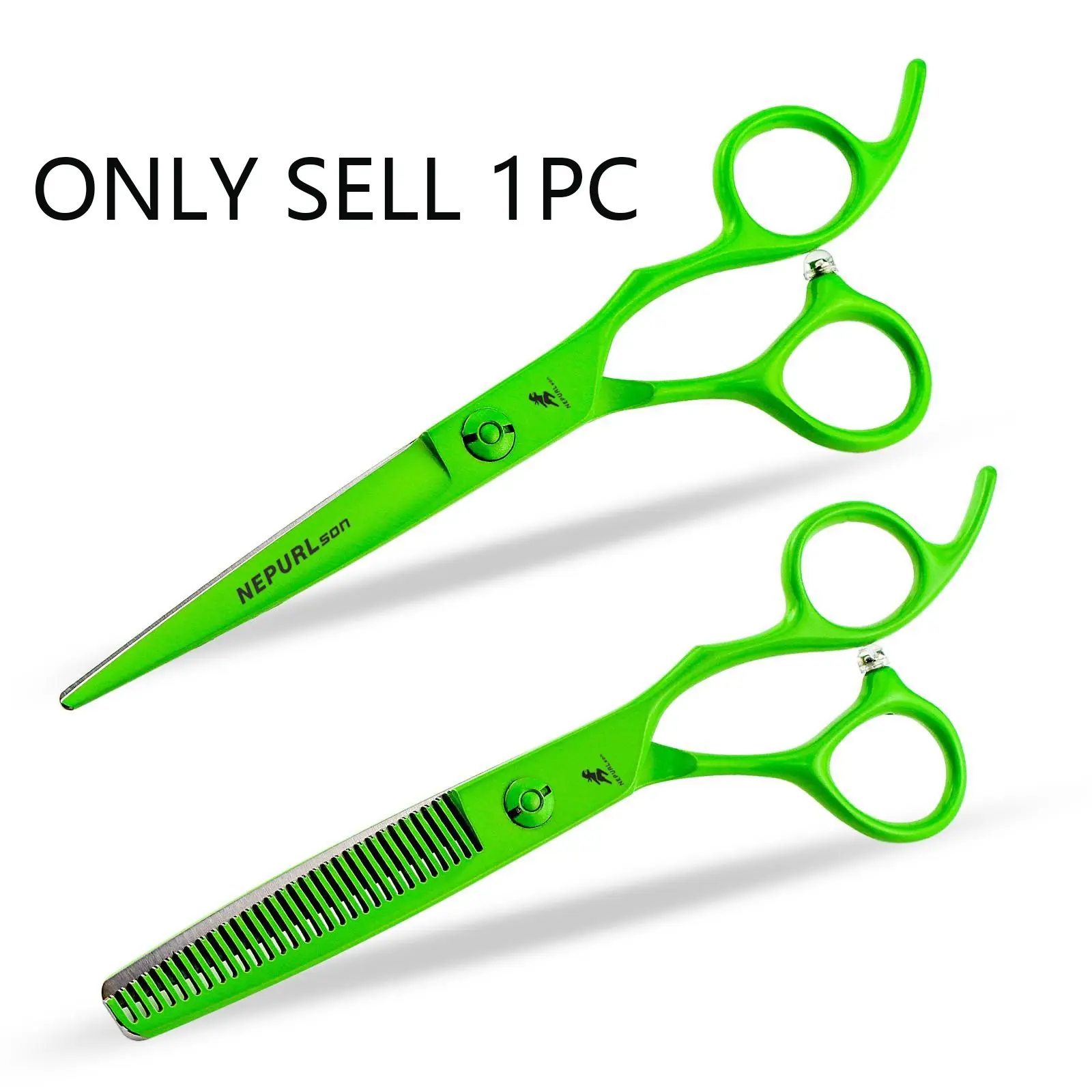6.0-inch green hairdressing scissors made of 6cr steel, cutting scissors, thinning scissors, Thinning Shears, ergonomically designed right-handed scissors, suitable for both men and women, Hair Cutting Accessories, Hair Tools