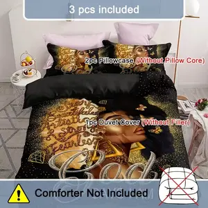 African Style Bedding Set, Luxury Bedroom Decor, Soft and Comfortable Quilt Cover, Three-Piece Set for Home, Soft Bedding Sets