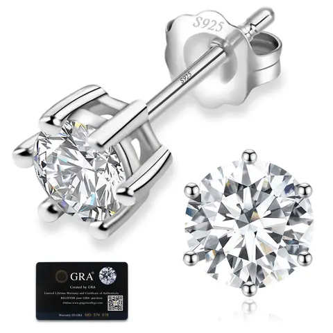 SmileBelle Women's 925 Sterling Silver Lab-Created Iridescent Moissanite Stud Earrings (0.3ct Equivalent Per Stone), Casual Modern Metal Jewelry, Hypoallergenic, Water-Resistant, Ideal for Daily Wear & Cartilage Piercings, Thoughtful Gift of Intent