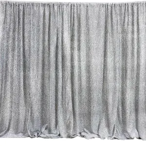 Silver Metallic Shimmer Tinsel Backdrop Drape Curtain, Event Background Divider Panel - 20ftx10ft