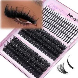 Spikes Lash Extensions Russian Lash Clusters Spiky Individual Eyelashes 100D 120D Volume Cluster Eyelash Extensions 224 Pcs D-Curly Cluster Lashes Hybrid Eyelash Cluster by Mavphnee (12-19MM)