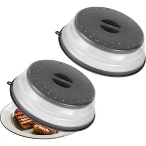 VEVOR Microwave Splatter Cover Mat, 10.8 Collapsible Microwave Lid for Food, 500F Heat - Resistant Silicone Tempered Glass Splatter Guard for Plate Dish, Multi - Purpose Kitchen Gadget with HandleVEVOR Super Brand Day