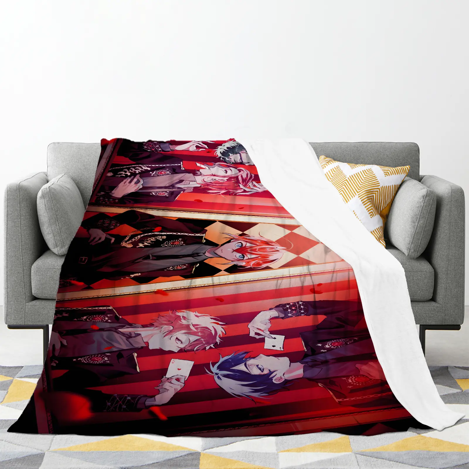 Premium Breathable Cozy Twisted Wonderland Graphic Blanket 4 Seasons Practical for Dorm Sofa Travel Amazing Christmas Gift for Roommate Anime Collectors Soft Fuzzy Flannel Shrink Resistant Throw