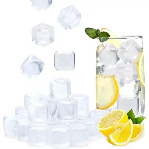 2.2LBS (70 Pcs)  Ice Cubes for Drinks Without Diluting,  Refreezable Plastic  Ice Cubes for , , , Coffee &  Parties (Transparent)