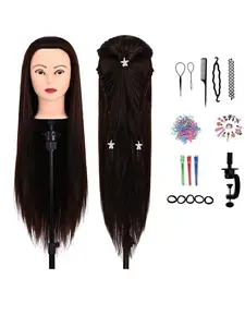 28 Inch Mannequin Head with Hair, Professional Hairdresser Dummy Head for Hairstyling & Makeup, Durable Plastic Material, Mannequin Head Stand