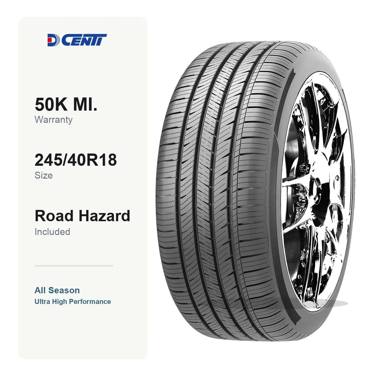 DCENTI DC55 245/40R18 97W | All Season Tire, Ultra High Performance, 50K Mile Warranty, Road Hazard, Fits select BMW 3 Series, Mercedes C-Class & more, For Sedan/Crossover/SUV