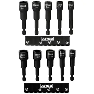 ARES 27102 - 10-Piece SAE and Metric Impact Magnetic Nut Driver Set