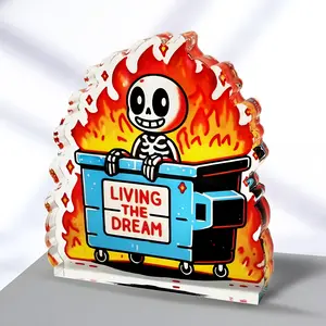 Humorous Fire Trash Can Decoration Sign, Dream Life, Mental Health, Office Gift for Women Men, Acrylic Motivational Bedroom Decor