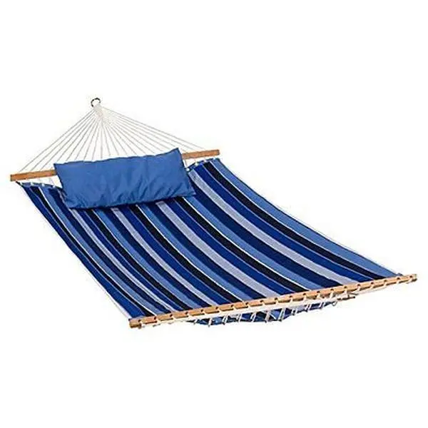 212 MAIN Quilted Milano Stripe Sunbrella Quilted Hammock for Adults, 13 ft Reversible 2-Person Fabric Hammock, 55 Inches Long, 14 lbs, UV Resistant, 500 lb Capacity, Hardwood Spreader Bar & Pillow, Friends, Hammock Camping