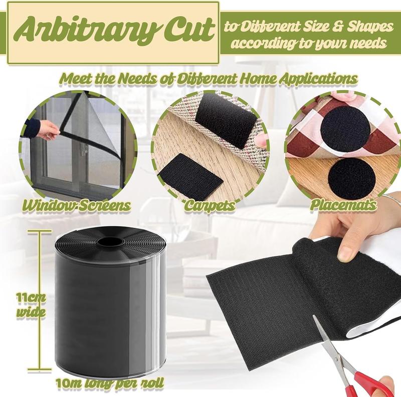 4.3 Inch x 32.8  Heavy Duty Hook and Loop Tape Strips with Adhesive Cushion Grip to  Sliding Keep Couch Cushions Mattress from Sliding, Outdoor No Punching Picture Wall Hanging Strips