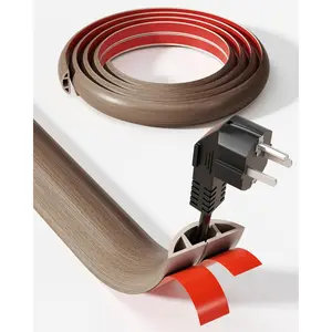 5ft Cord Cover,  Grain Cord Covers for Wires  Floor, Self-Adhesive Floor  Protector, Anti-Trip Extension  Hider, Easy Cut Wires Protector, Suitable for  & Office,Walnut