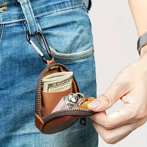 Luxury Vintage Leather Key Wallet, Full Grain Top Layer Cowhide, Unisex Multi-Function Card Holder, Business Commute Organizer