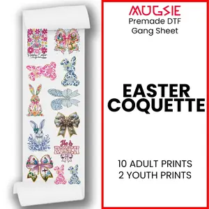 Easter Coquette DTF Transfer Ready To Press 22x60 Premade Gang Sheets
