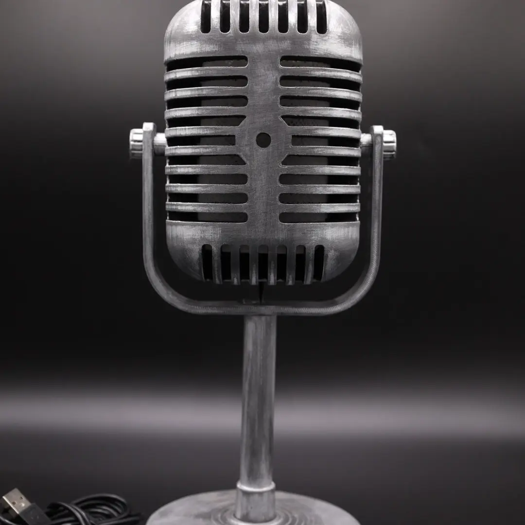 Retro Lamp Vintage Microphone Accent Light Recording Studio Decor Desk Lamp Steampunk Musician Gift