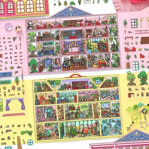 Secret Rooms Collection Cubicle-Style Mini Scene Decorative Stickers, Adult DIY Gift Crafts, Scrapbooking Embellishments, Paper Craft Supplies, Art & Novelty Print Stickers, Art Stickers