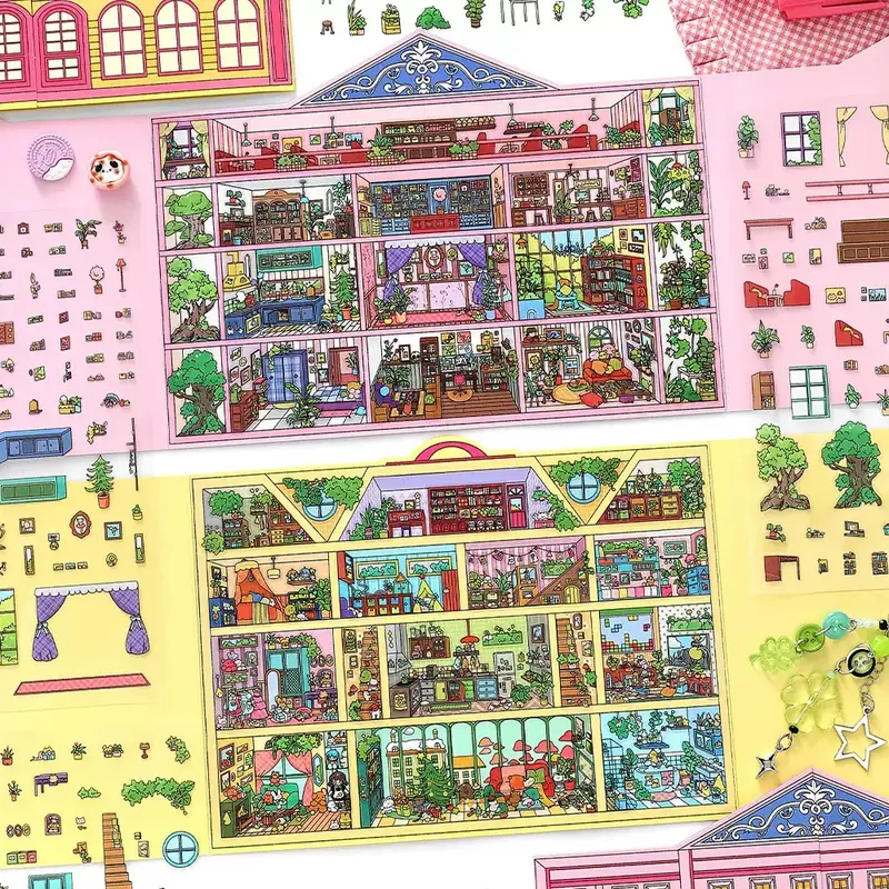 Secret Rooms Collection Cubicle-Style Mini Scene Decorative Stickers, Adult DIY Gift Crafts, Scrapbooking Embellishments, Paper Craft Supplies, Art & Novelty Print Stickers, Art Stickers