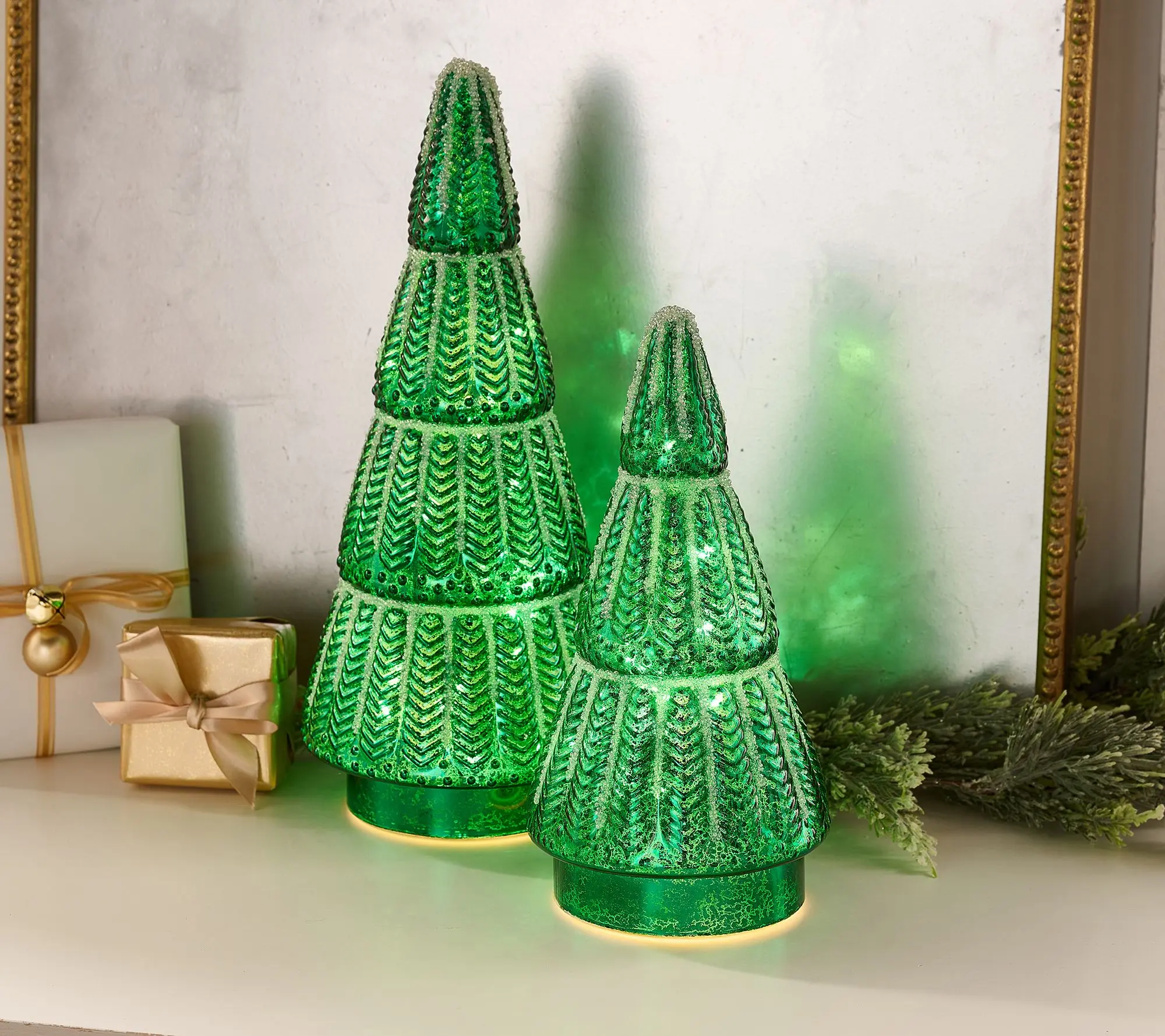 Home Reflections S/2 Illuminated 12-16" Mercury Glass Trees Home Reflections S/2 Illuminated 12-16" Mercury Glass Trees