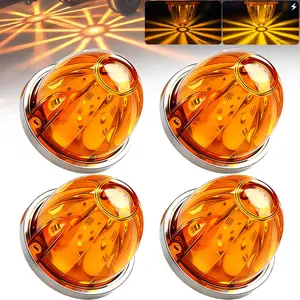 DIBMS 4Pcs Amber Red Watermelon LED Strobe+Constant Waterproof Marker Light Marker Lights Dual Function Watermelon-shaped Side Marker Clearance Tail Top Cap Roof Lights for Trailer Truck Semi-trailer Heavy-duty Truck Bus Van