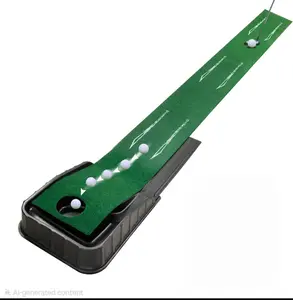Indoor Golf Putting Mat with Auto-Ball Return and Alignment Guides