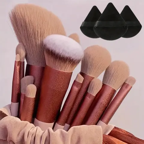 Free Shipping Professional Makeup Brushes Kit - Soft Fluffy Synthetic Brushes for Foundation, Powder, Eyeshadow, Kabuki Blending, Plus Makeup Sponge & Storage Bag, Makeup Brushes Kits, Synthetic Makeup Brushes