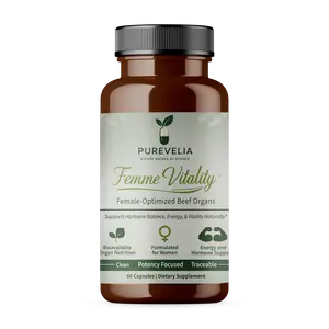 Purevelia Femme Vitality - Next-Generation Women's Supplement with Bioavailable Organ Nutrition for Energy & Hormonal Balance