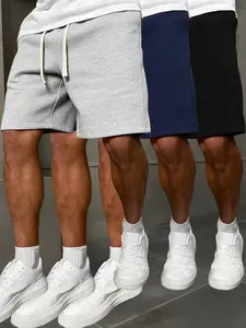 Men's Sporty Shorts, Loose Fit Breathable Five-Quarter Pants, Ideal for Gym, Commute, Home, Versatile Solid Color Casual Trousers, Athletic Casual Shorts