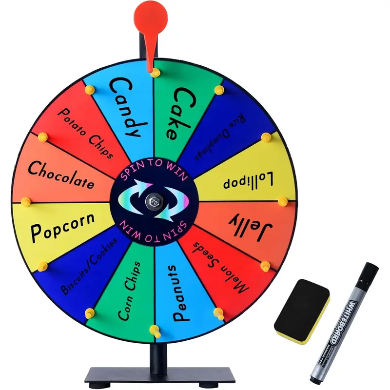 12 Slots Prize Wheel,12 Inch Prizes Spinner with Stand and Heavy Duty Base,Ruleta De Premios,Spin The Wheel for Fortune Spinning Game Carnival & Engaging Home Parties,Tradeshow.