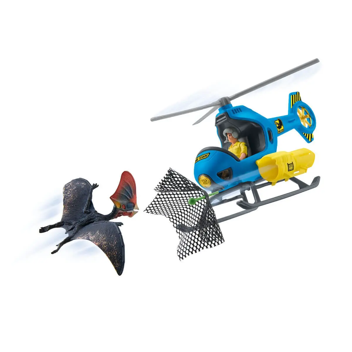 Schleich Dinosaur Air Attack Helicopter with Tranquilizer Cannon & Tapejara Capture Playset for Kids