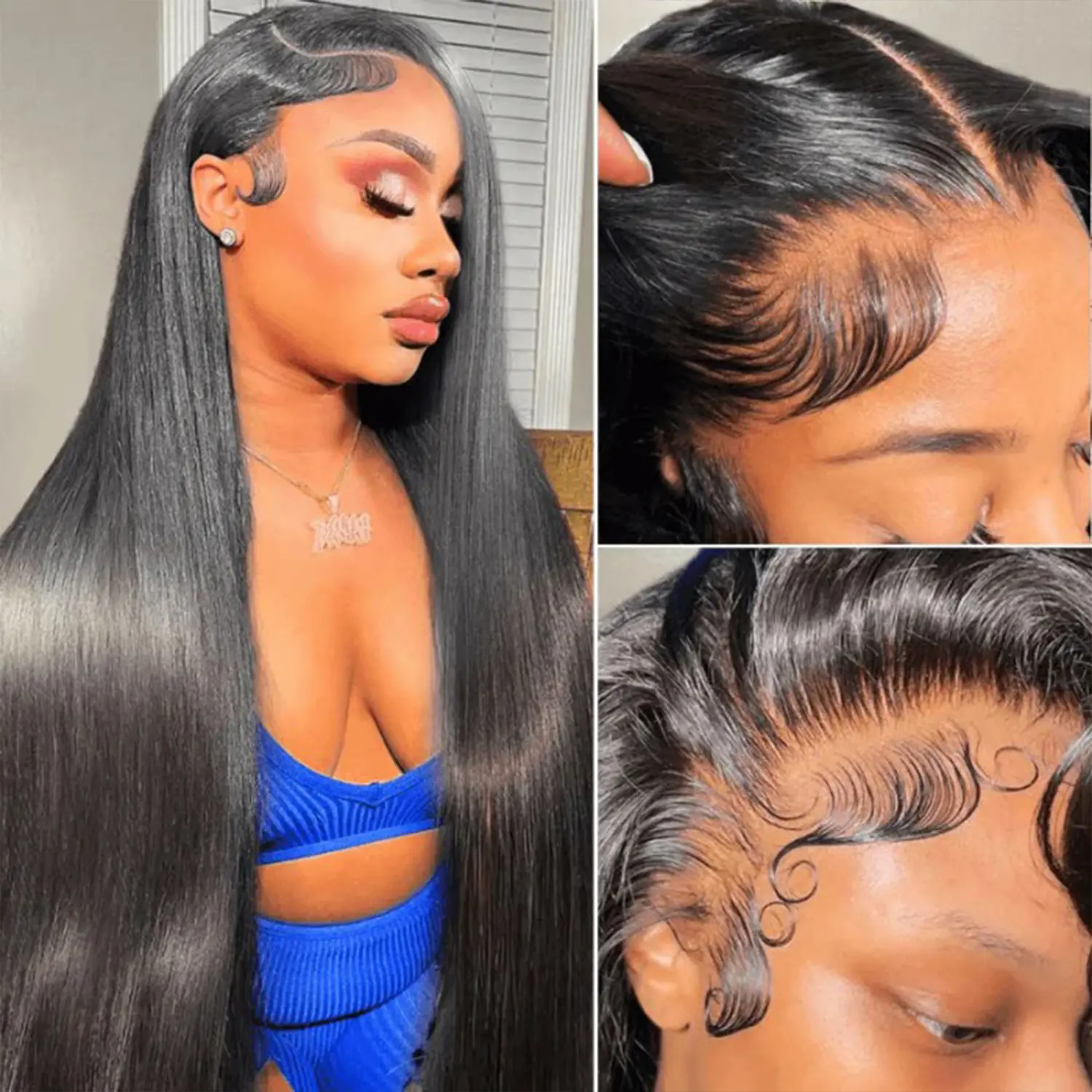 13x6 Straight Lace Front Wigs Human Hair 200% Density 13x6 HD Transparent Lace Frontal Human Hair Wigs for Women Glueless Wigs Human Hair Pre Plucked