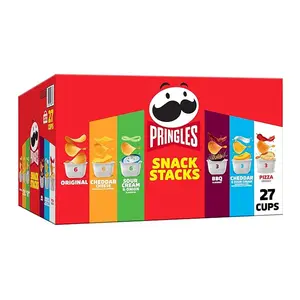 Pringles Snack Stacks Variety Pack 27 Cups - Original Cheddar Cheese Sour Cream Onion BBQ Pizza Flavors - Portable Single Serve Cups for Lunches & Office - Kellogg Company US