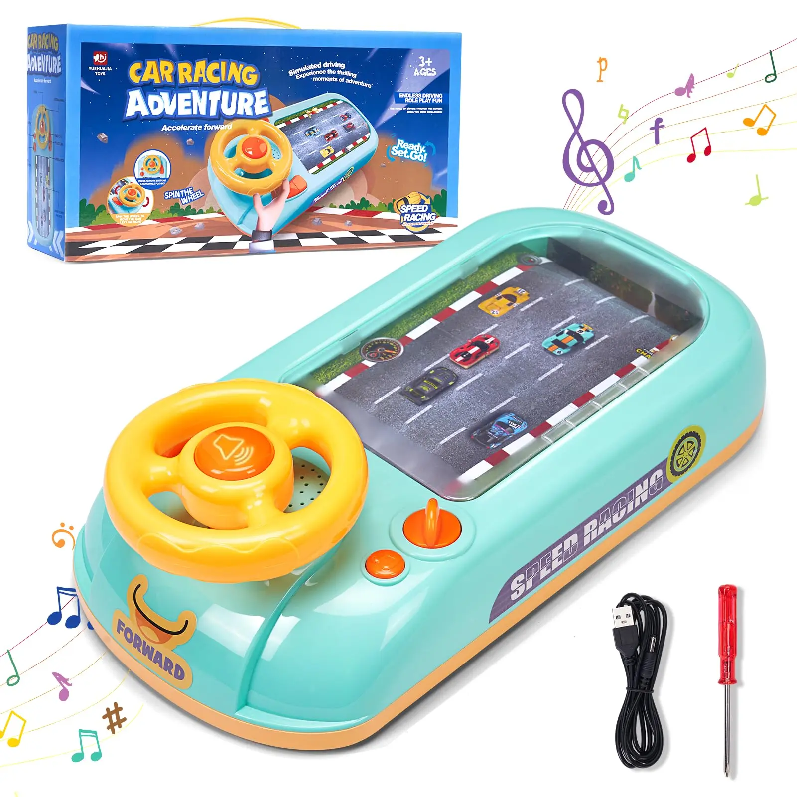 Racing Adventure Car Steering Wheel Toy for Kids
