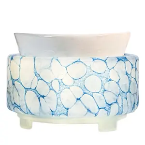 Pink Zebra Wax Warmers - Blue Art Glass -Perfect for Pink zebra wax melt sprinkles - Decor Glass - Simmer Pot and Light - Wax Fragrance