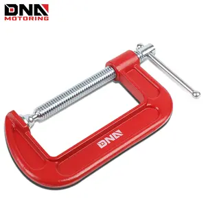 DNA MOTORING C-Clamp - 4 Inch Cast Iron Repair Tool w/ Machined Steel Screw, Red Painted