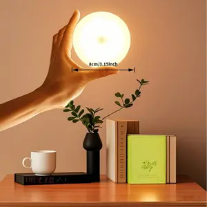 USB Rechargeable Motion Sensor Night Light - Soft Glow Round LED Lamp for Bedroom & Under Cabinet, Wireless Hands-Free Lighting for Cozy Home Ambiance, Ambient Night Lamp, Indoor Decorative Light, Modern Mood Lighting