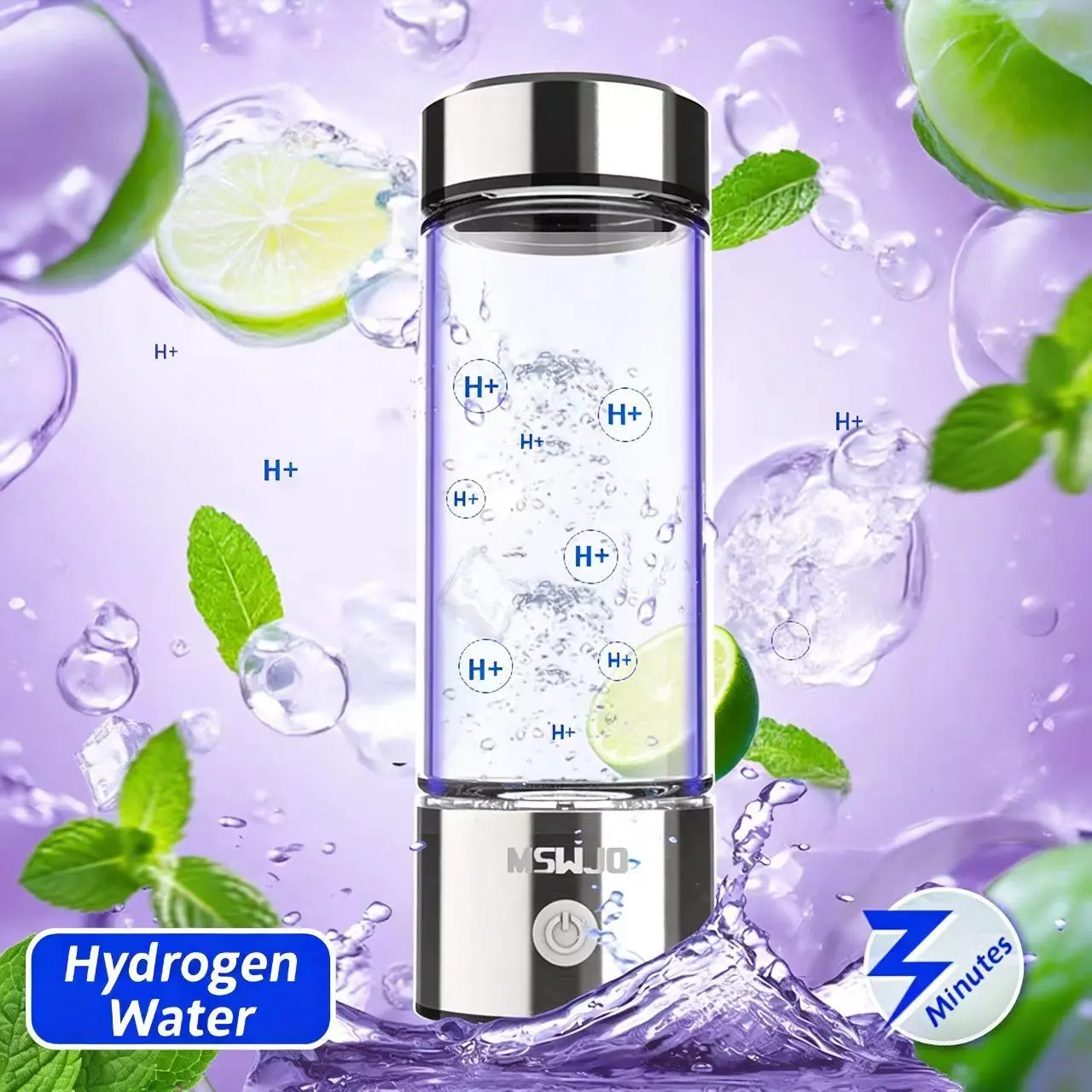 MSWJO Hydrogen Water Bottle and Cup Set 2025 Upgrade Hydrogen Water Bottle 420ml SPE PEM Technology Portable Ionizer for Office Travel Fitness Health-Enhancing Hydrogen-Rich Alkaline Water USB Charging Tumbler Mug