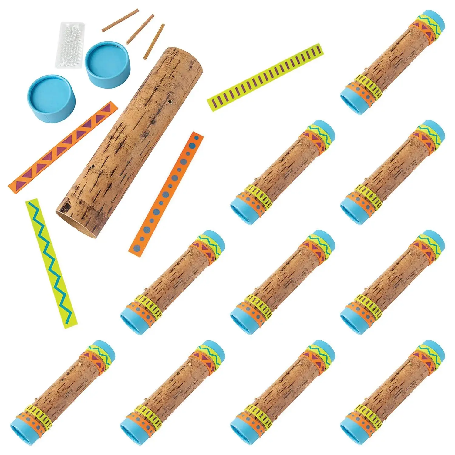 8" x 2" Musical Rainstick Cardboard Craft Kit - Makes 12