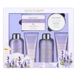 6 Pcs Lavender Bath Spa Set: Bubble Bath, Shower Gel, Hand Cream, Body Lotion, Face Cream, Soap, Self Care & Body Care for Women Mother's Day Gift For Mom Pamper Your Mother