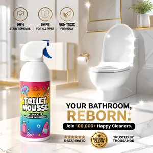 HCM Large Volume Mousse Foam Bathroom Cleaning Spray Peach Scent Quick Stain Dissolver Pressure Spray Cleaner For Home Toilet Sink Wall Flooring Tile