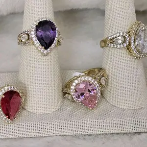 # 0103 14k Gold Plated Diamond Accent Rings, Multi-Color Options for Daily Wear & Special Occasions