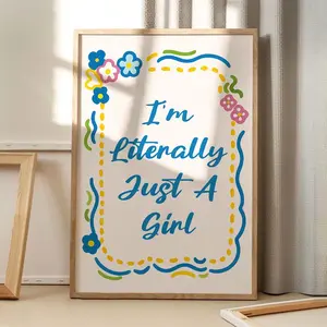 [SALE UP TO 50% + FREE SHIP]  I’m Literally Just A Girl Quote Art Canvas Poster, Trendy Wall Art, Apartment Aesthetic Decor, Retro Home Decor, Printed Gift