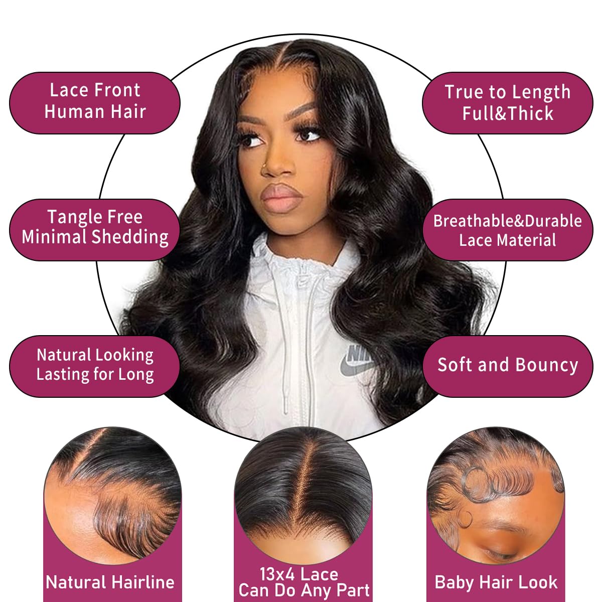 13x6 13x4 Lace Front Wigs Human Hair for Women 180 Density HD Transparent Bone Straight Lace Front Wigs Human Hair Pre Plucked Glueless Lace Frontal Wigs Natural Black Color