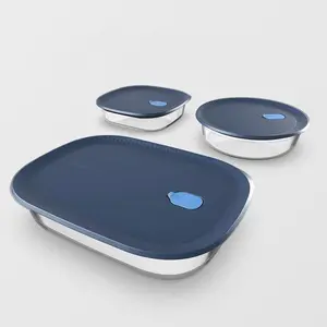 Tupperware Voila Glass Bakeware Set 3 Airtight Square Round & XL Rectangular Dishes Durable Borosilicate Glass Containers for Oven Microwave Freezer Dishwasher Safe