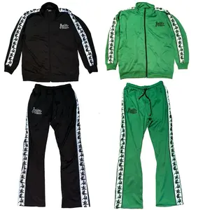 **SEX POSITIONS Tracksuit - Black & Green Options with Logo-Identifying Stripes and Drawstring Waist**