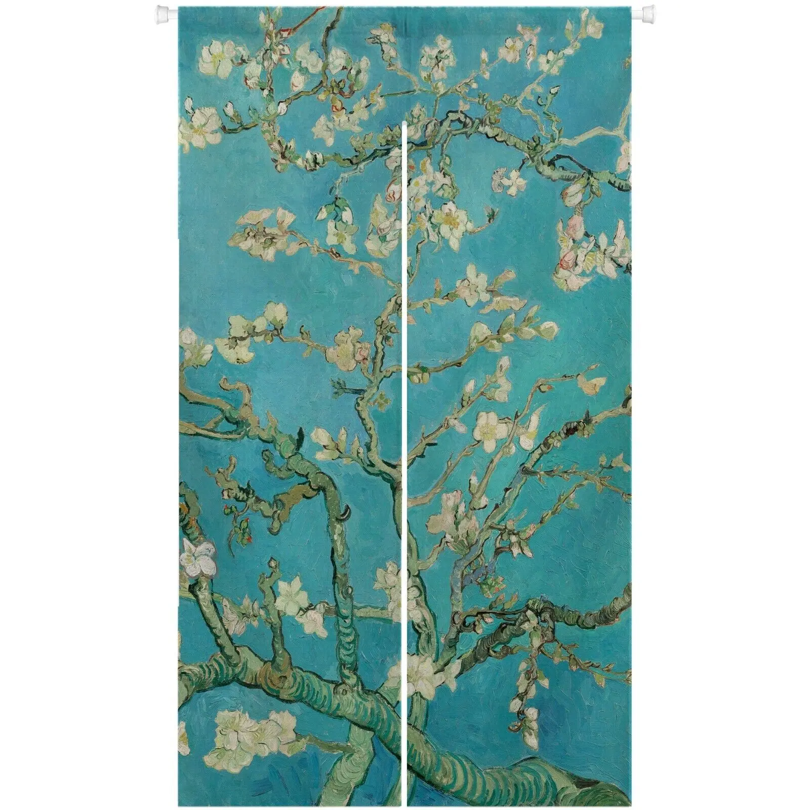 Japanese Noren Doorway Curtain Tapestry, Artistic Blossom Almond Kitchen Bedroom Bathroom Door Divider Decor, 33.5"x 59" Decoration Hanging Wall