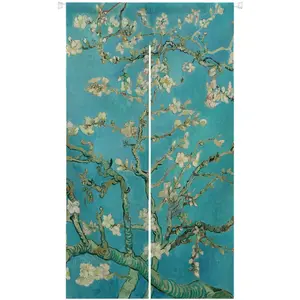 Japanese Noren Doorway Curtain Tapestry, Artistic Blossom Almond Kitchen Bedroom Bathroom Door Divider Decor, 33.5"x 59" Decoration Hanging Wall