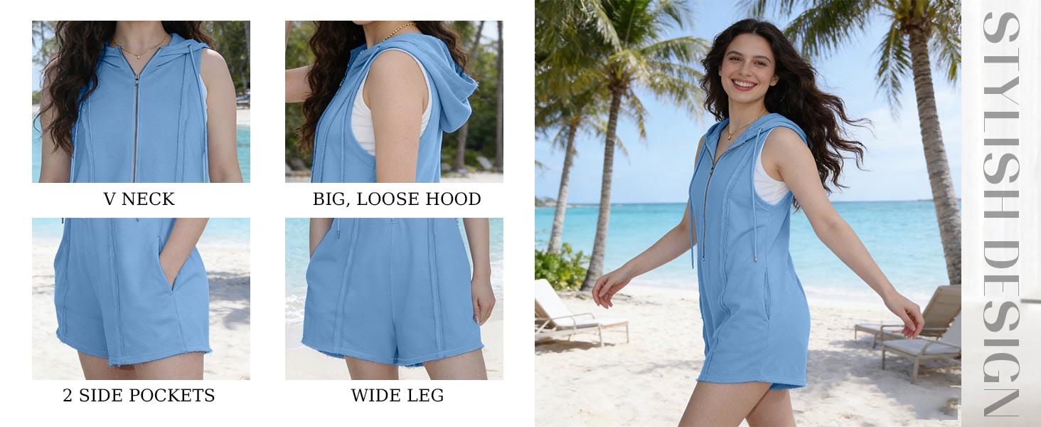 Tanming women's Short Half Zipper Sports Jumpsuit for Fitness Outdoor Leisure Springfresh Sleeveless Loose Hoodie for women  for Hyrox